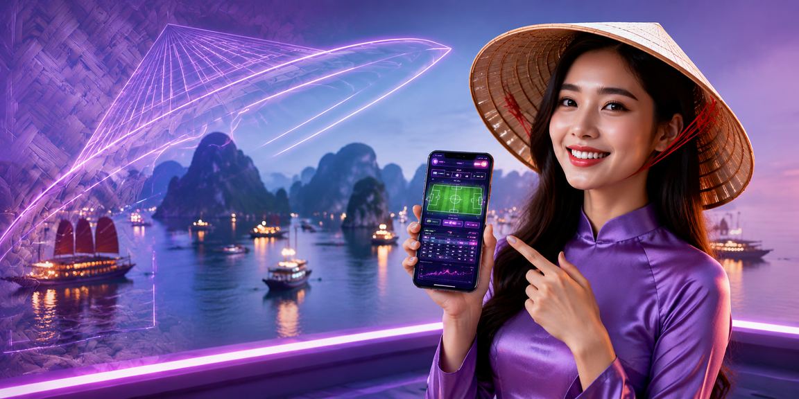 Người phụ nữ đội nón lá trải nghiệm casino và xổ số trên điện thoại tại Hạ Long